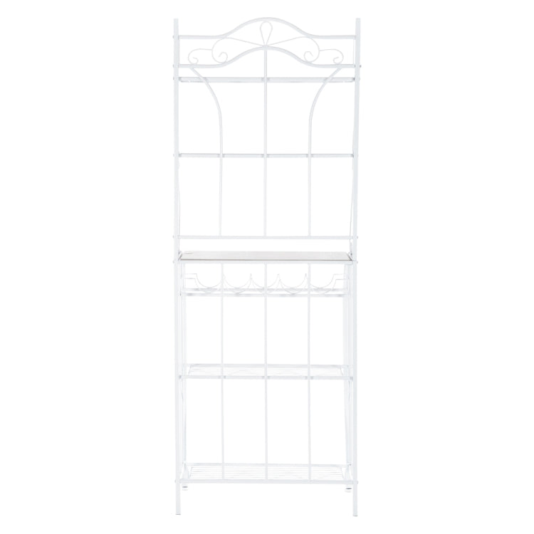 [US Warehouse] 5-Layer MDF Board Iron Kitchen Shelves with Wine Rack, Size: 63.5x39.37x73.99cm