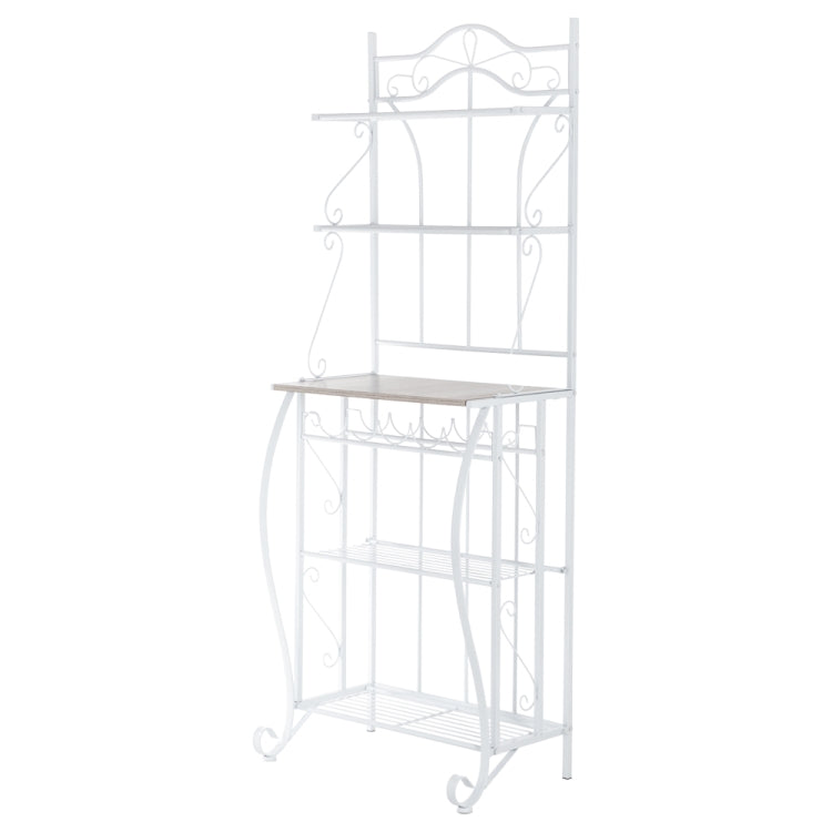 [US Warehouse] 5-Layer MDF Board Iron Kitchen Shelves with Wine Rack, Size: 63.5x39.37x73.99cm
