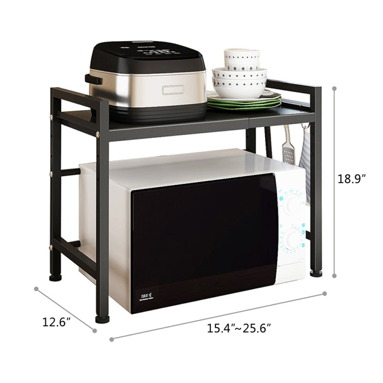 [US Warehouse] 2-Tier Kitchen Counter Shelf Microwave Oven Rack (Black)