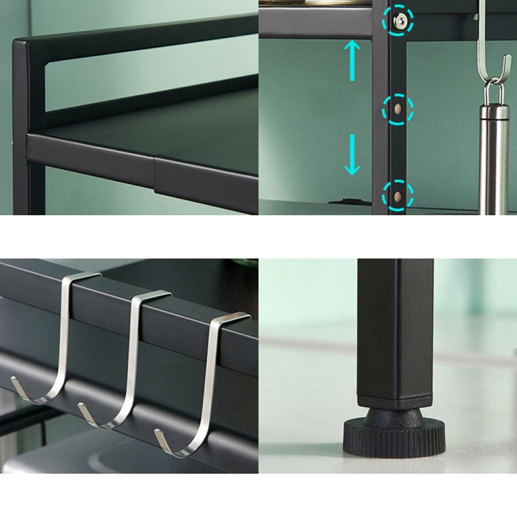 [US Warehouse] 2-Tier Kitchen Counter Shelf Microwave Oven Rack (Black)