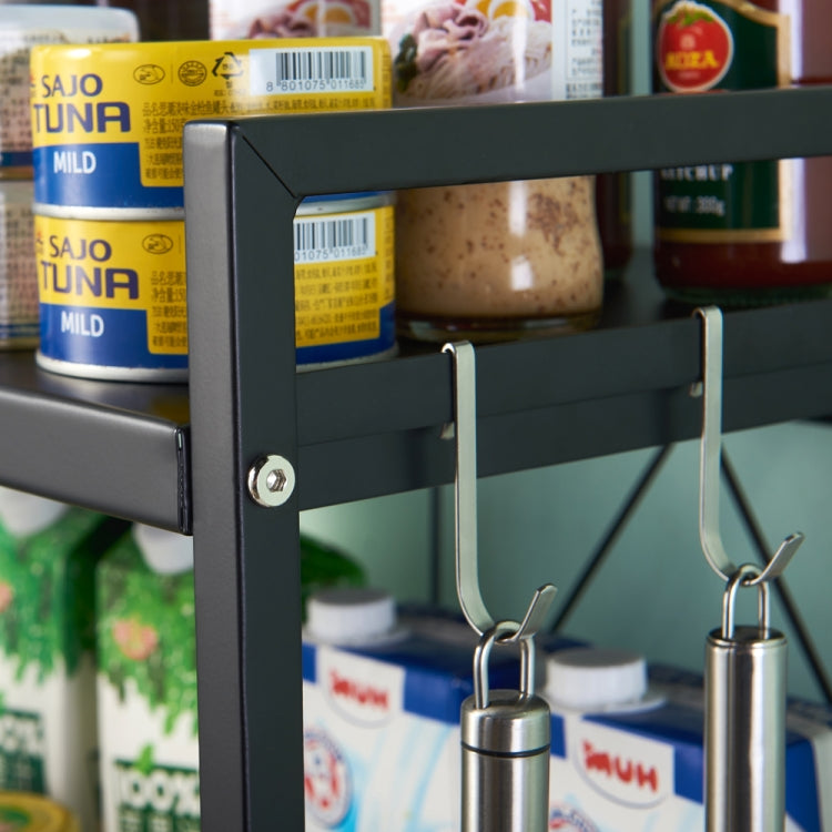 [US Warehouse] 2-Tier Kitchen Counter Shelf Microwave Oven Rack (Black)