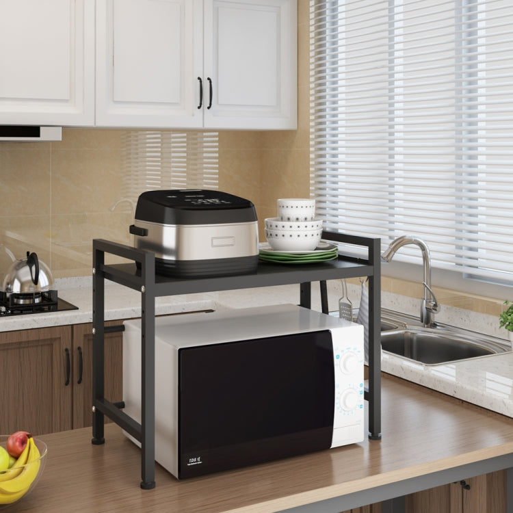 [US Warehouse] 2-Tier Kitchen Counter Shelf Microwave Oven Rack (Black)