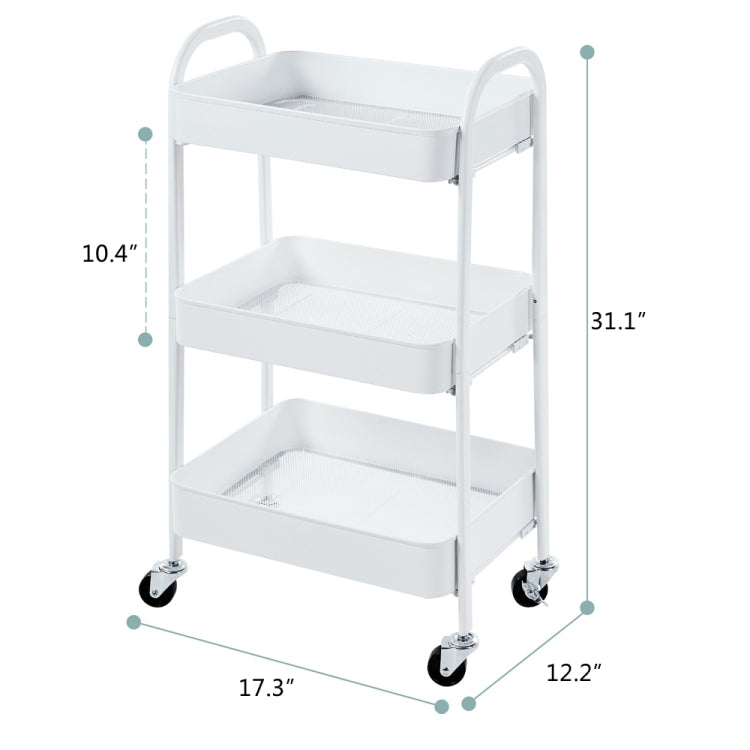 [US Warehouse] 3-Tier Kitchen Counter Shelf Rolling Storage Cart