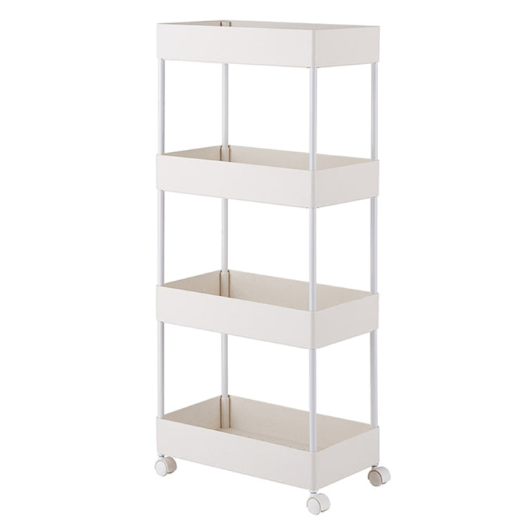 [US Warehouse] 4-Tier Kitchen Bathroom Counter Shelf Rolling Storage Cart (White)