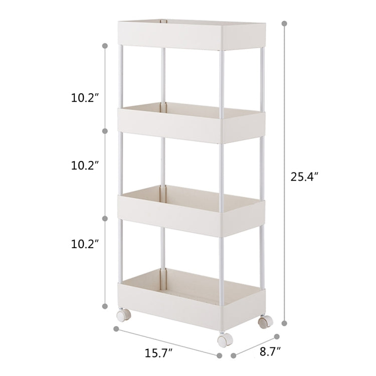[US Warehouse] 4-Tier Kitchen Bathroom Counter Shelf Rolling Storage Cart (White)