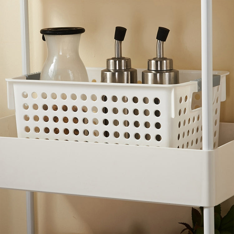 [US Warehouse] 4-Tier Kitchen Bathroom Counter Shelf Rolling Storage Cart (White)