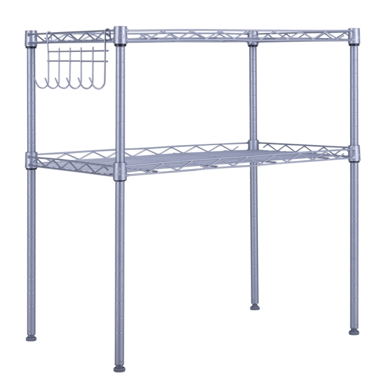 [US Warehouse] 2-Tier Adjustable Carbon Steel Kitchen Counter Shelf Microwave Oven Rack