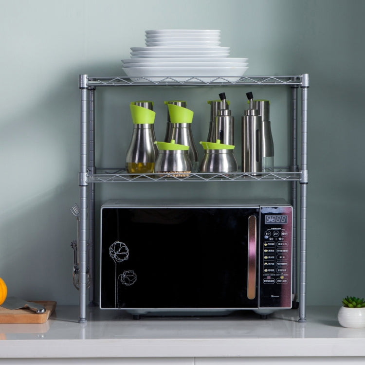 [US Warehouse] 2-Tier Adjustable Carbon Steel Kitchen Counter Shelf Microwave Oven Rack