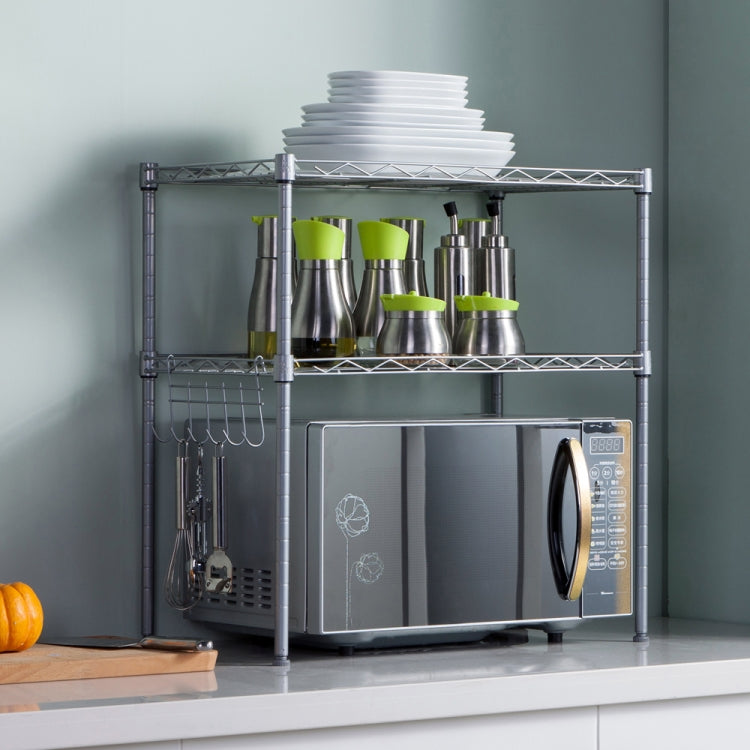 [US Warehouse] 2-Tier Adjustable Carbon Steel Kitchen Counter Shelf Microwave Oven Rack