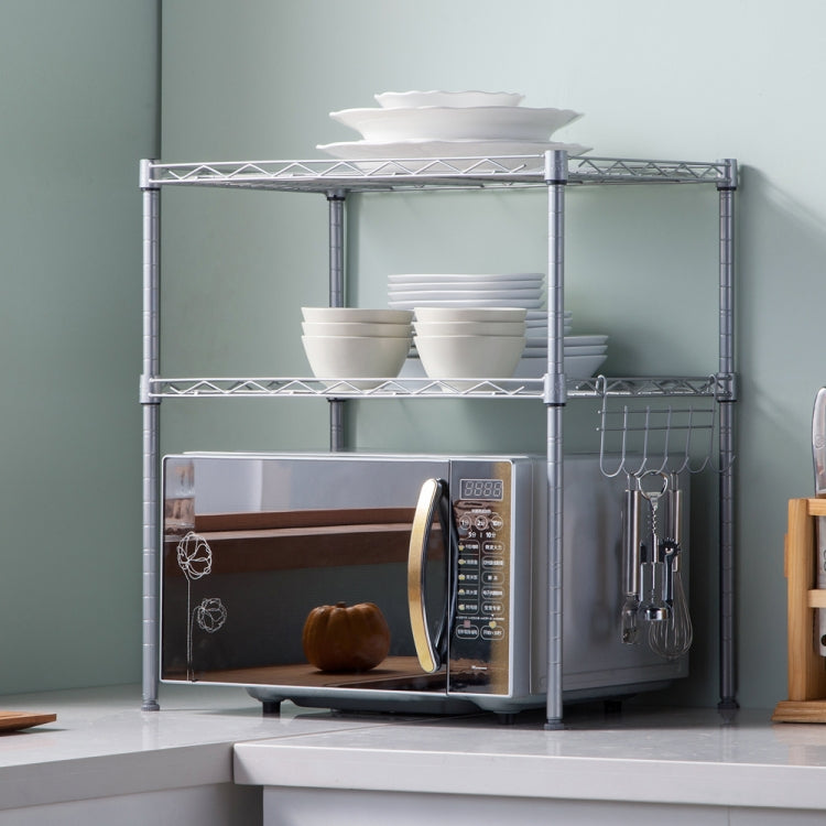 [US Warehouse] 2-Tier Adjustable Carbon Steel Kitchen Counter Shelf Microwave Oven Rack