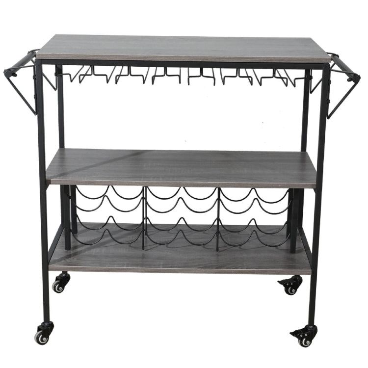 [US Warehouse] Three Layers Metal Munich Bar Cart with Wine Rack, Size: 95x40.5x83cm