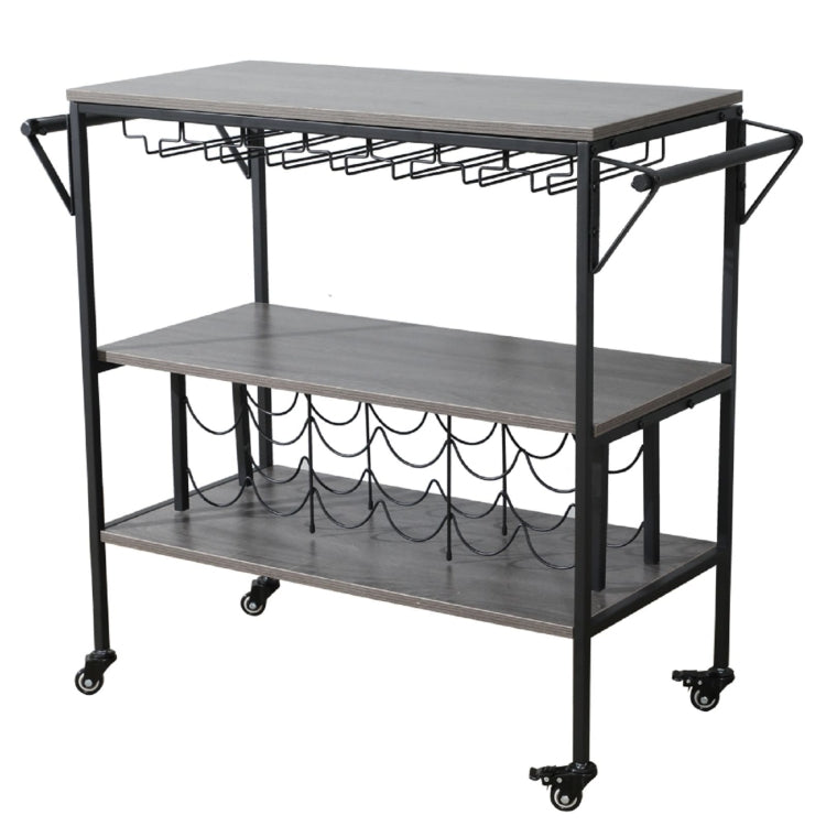 [US Warehouse] Three Layers Metal Munich Bar Cart with Wine Rack, Size: 95x40.5x83cm