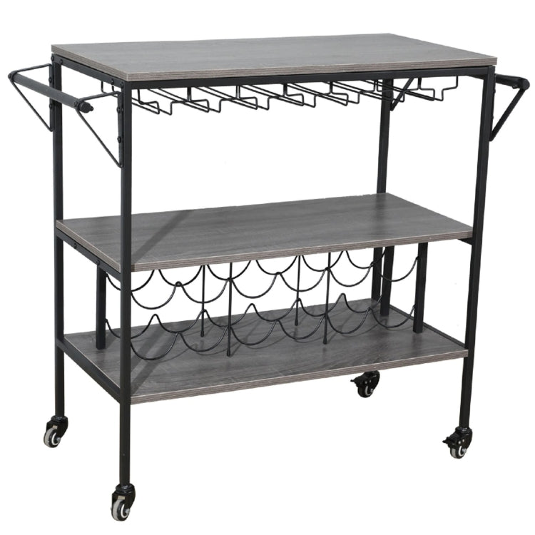 [US Warehouse] Three Layers Metal Munich Bar Cart with Wine Rack, Size: 95x40.5x83cm