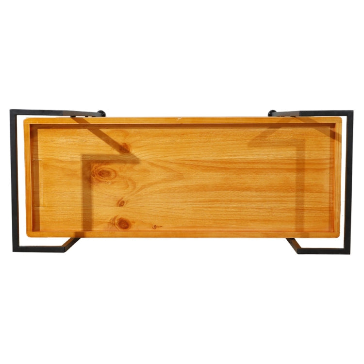 [US Warehouse] 2 Layer Metal Industrial Wooden Bar Cart with Wheels, Size: 96.5x41x84cm