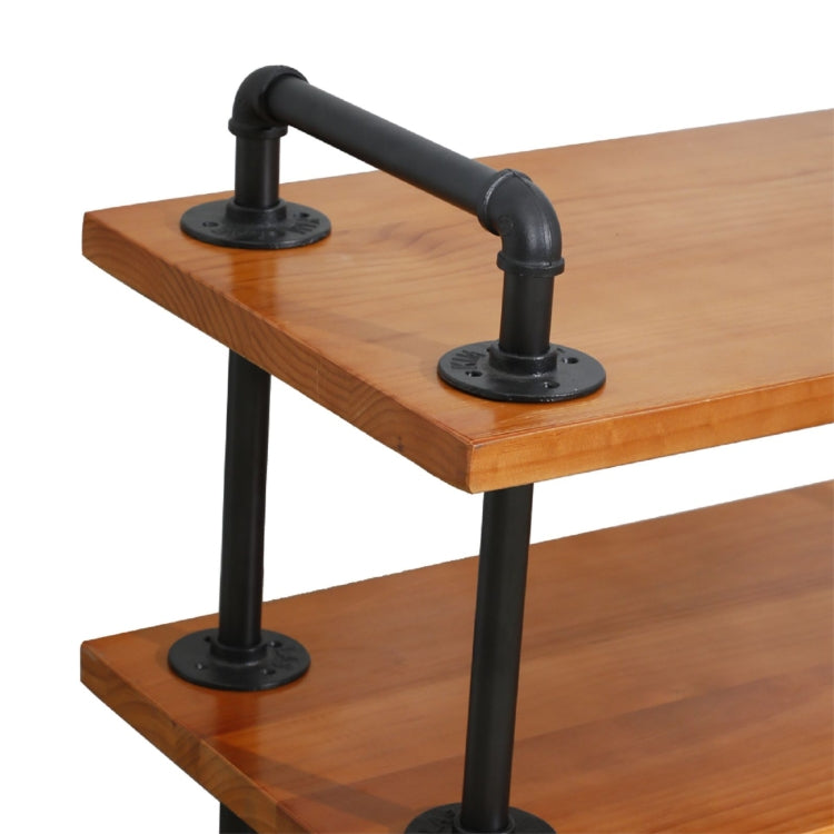 [US Warehouse] 3 Layer Metal Industrial Wooden Bar Cart with Wheels, Size: 69.8x40.6x80cm