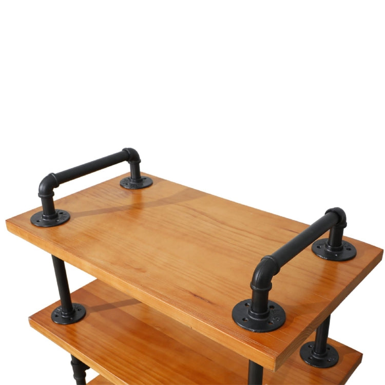 [US Warehouse] 3 Layer Metal Industrial Wooden Bar Cart with Wheels, Size: 69.8x40.6x80cm