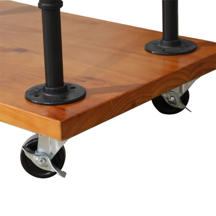 [US Warehouse] 3 Layer Metal Industrial Wooden Bar Cart with Wheels, Size: 69.8x40.6x80cm