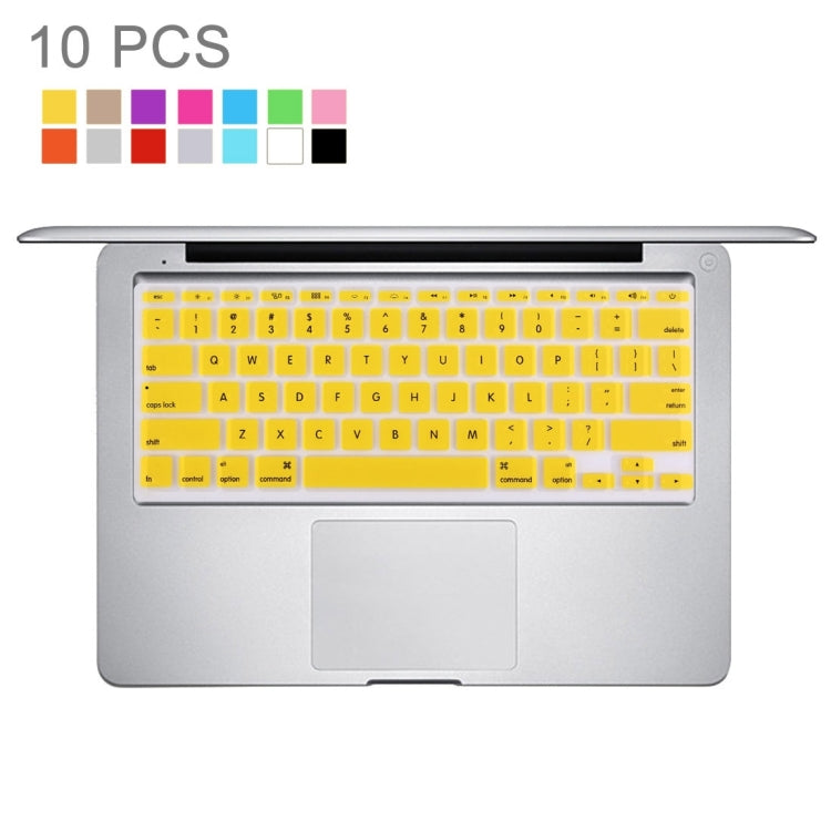 10 PCS Colorized Apple Laptop Silicone Keyboard Protector Protective Film for Macbook 11 inch, US Version / English, Random Color Delivery