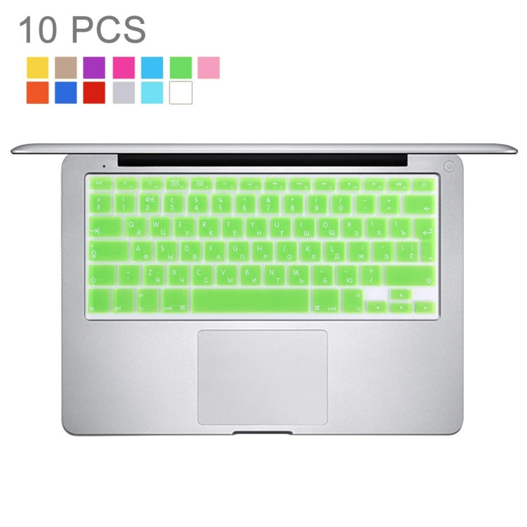 10 PCS Colorized Apple Laptop Silicone Keyboard Protector Protective Film for Macbook 13.3 inch & 15.4 inch & 17 inch, EU Version / Russian, Random Color Delivery