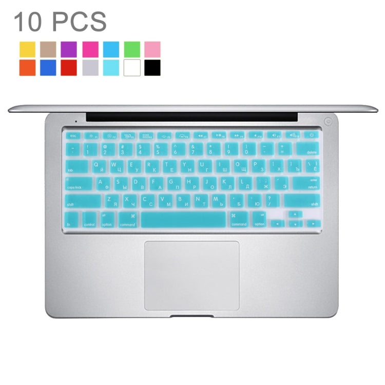 10 PCS Colorized Apple Laptop Silicone Keyboard Protector Protective Film for Macbook 13.3 inch & 15.4 inch & 17 inch, US Version / Russian, Random Color Delivery