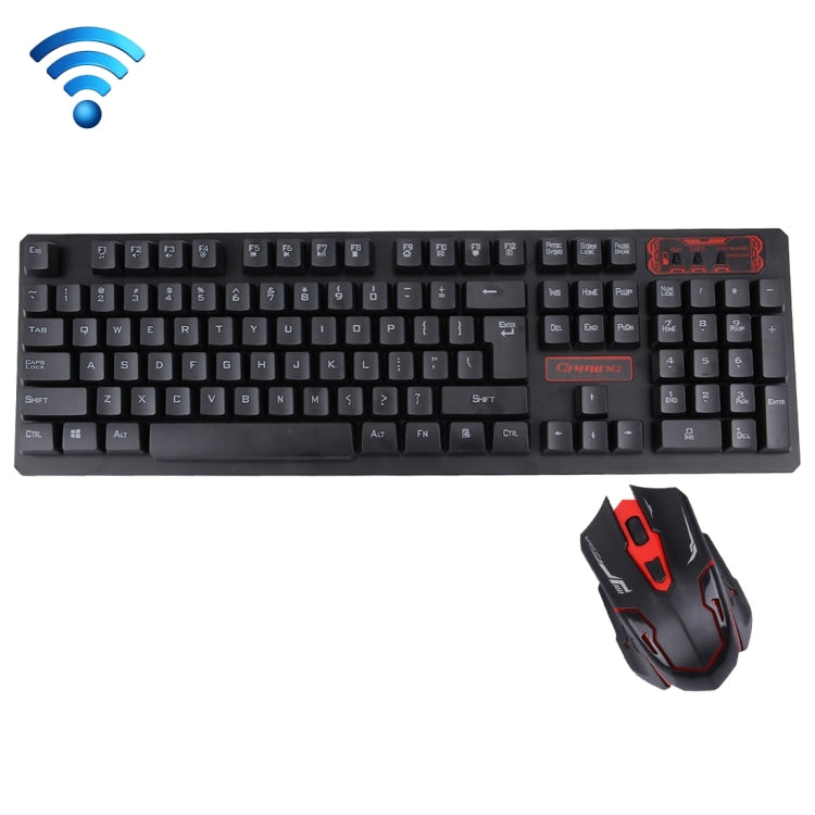 HK6500 2.4GHz Wireless 104 Keys Keyboard + 1600DPI Wireless Optical Mouse with Embedded USB Receiver for Computer PC Laptop (Black)
