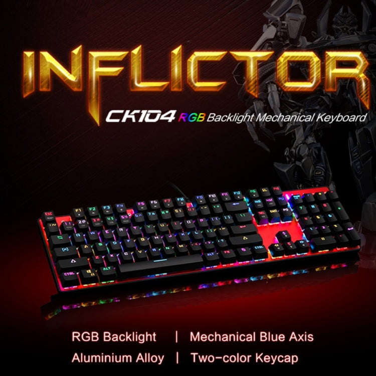 MOTOSPEED CK104 Wired Mechanical Keyboard 104 Keys RGB Blue Switch LED Backlit Anti-Ghosting Gaming Keyboard