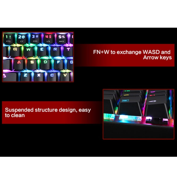 MOTOSPEED CK104 Wired Mechanical Keyboard 104 Keys RGB Blue Switch LED Backlit Anti-Ghosting Gaming Keyboard