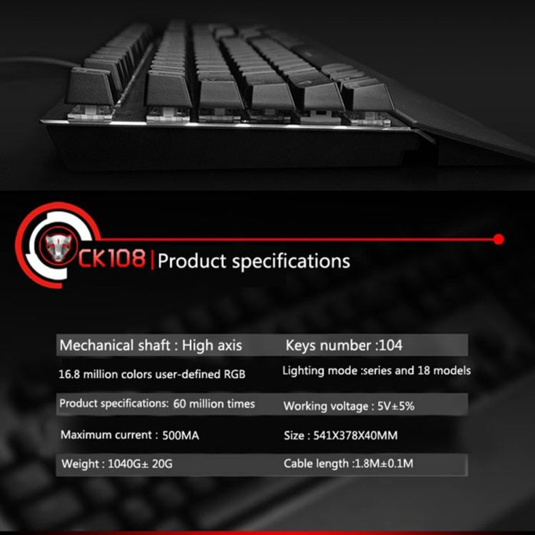 MOTOSPEED CK108 Mechanical Keyboard USB Wired Gaming Keyboard with 18 Backlight Modeï¼ŒBlue Switch