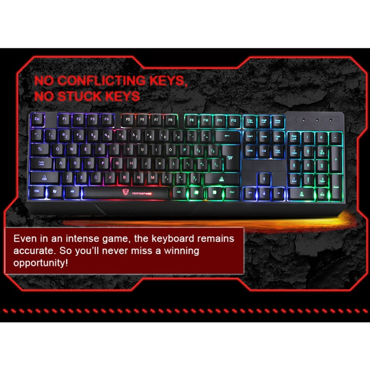 MOTOSPEED K70L Gaming Keyboard USB Wired 7 Color Backlight Ergonomic Design 104 Keys