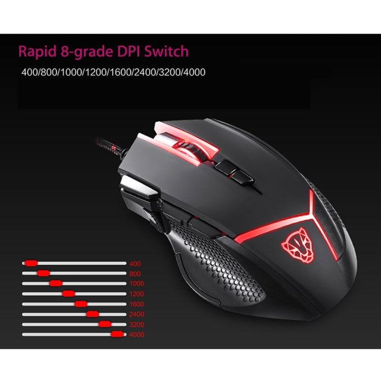 MOTOSPEED V18 Gaming Wired Mouse Supporting 4000DPI 8-grade DPI High Precision Optical 9 Keys LED Breathing Lamp with 1.8m Cable