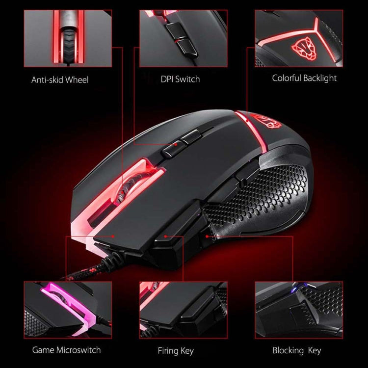 MOTOSPEED V18 Gaming Wired Mouse Supporting 4000DPI 8-grade DPI High Precision Optical 9 Keys LED Breathing Lamp with 1.8m Cable