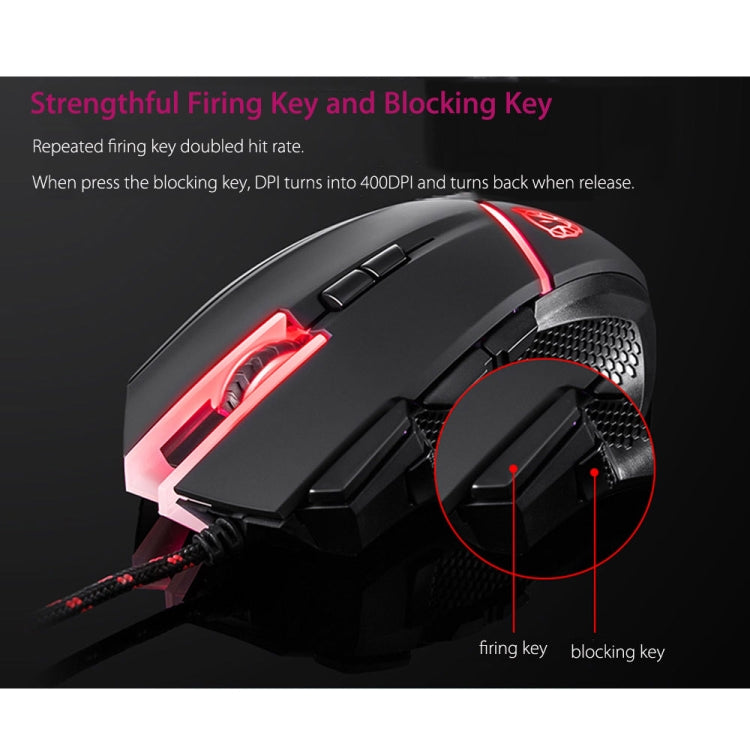 MOTOSPEED V18 Gaming Wired Mouse Supporting 4000DPI 8-grade DPI High Precision Optical 9 Keys LED Breathing Lamp with 1.8m Cable