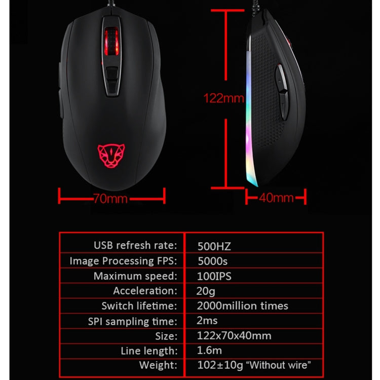 MOTOSPEED V60 5000 DPI Wired Gaming Mouse 7 Keys