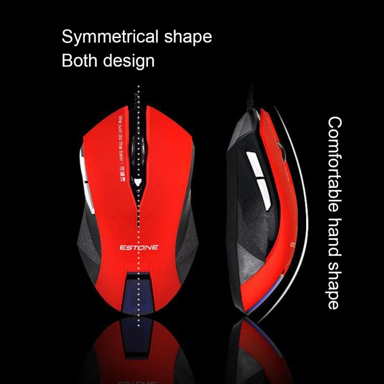 ESTONE E-8100 USB 6 Buttons 2400 DPI Wired Gaming Mouse for Computer PC Laptop