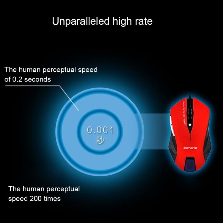 ESTONE E-8100 USB 6 Buttons 2400 DPI Wired Gaming Mouse for Computer PC Laptop