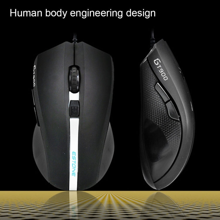 ESTONE GT-900 USB 6 Buttons 2400 DPI Wired Optical Gaming Mouse for Computer PC Laptop(Black)