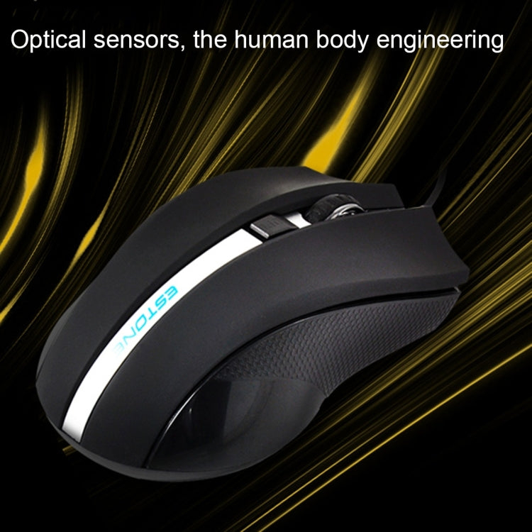 ESTONE GT-900 USB 6 Buttons 2400 DPI Wired Optical Gaming Mouse for Computer PC Laptop(Black)