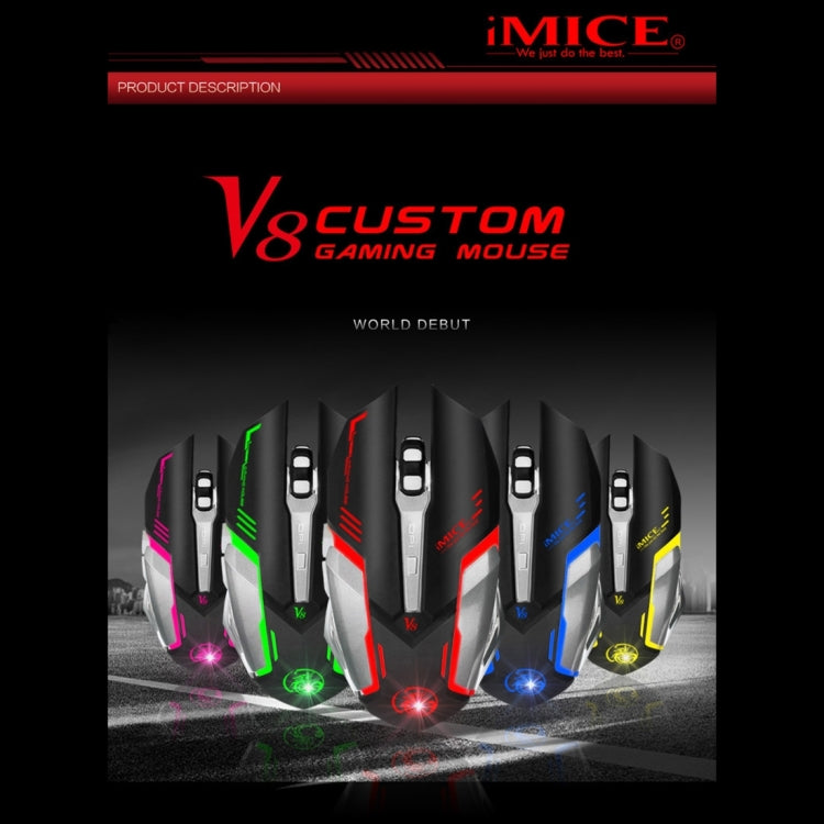 iMICE V8 LED Colorful Light USB 6 Buttons 4000 DPI Wired Optical Gaming Mouse for Computer PC Laptop