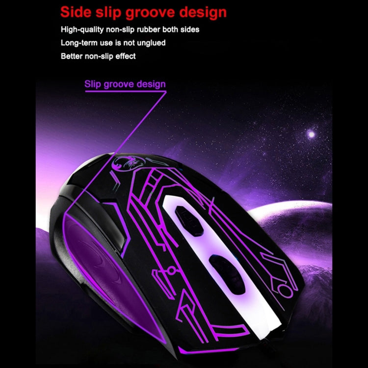 ESTONE X6 LED Colorful Light USB 6 Buttons 2400 DPI Wired Optical Gaming Mouse for Computer PC Laptop(Black)