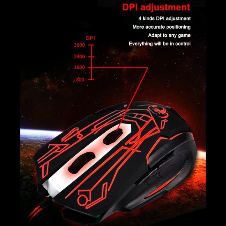 ESTONE X6 LED Colorful Light USB 6 Buttons 2400 DPI Wired Optical Gaming Mouse for Computer PC Laptop(Black)