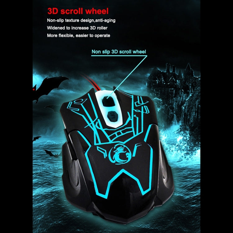 ESTONE X6 LED Colorful Light USB 6 Buttons 2400 DPI Wired Optical Gaming Mouse for Computer PC Laptop(Black)