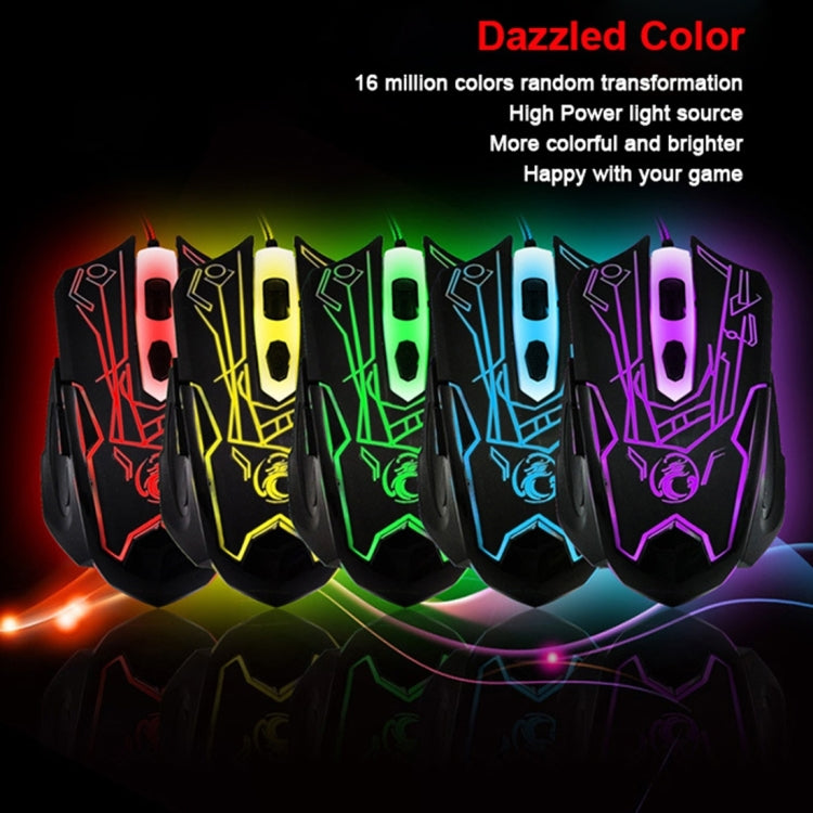 ESTONE X6 LED Colorful Light USB 6 Buttons 2400 DPI Wired Optical Gaming Mouse for Computer PC Laptop(Black)