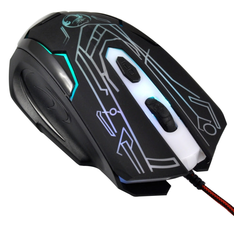 ESTONE X6 LED Colorful Light USB 6 Buttons 2400 DPI Wired Optical Gaming Mouse for Computer PC Laptop(Black)