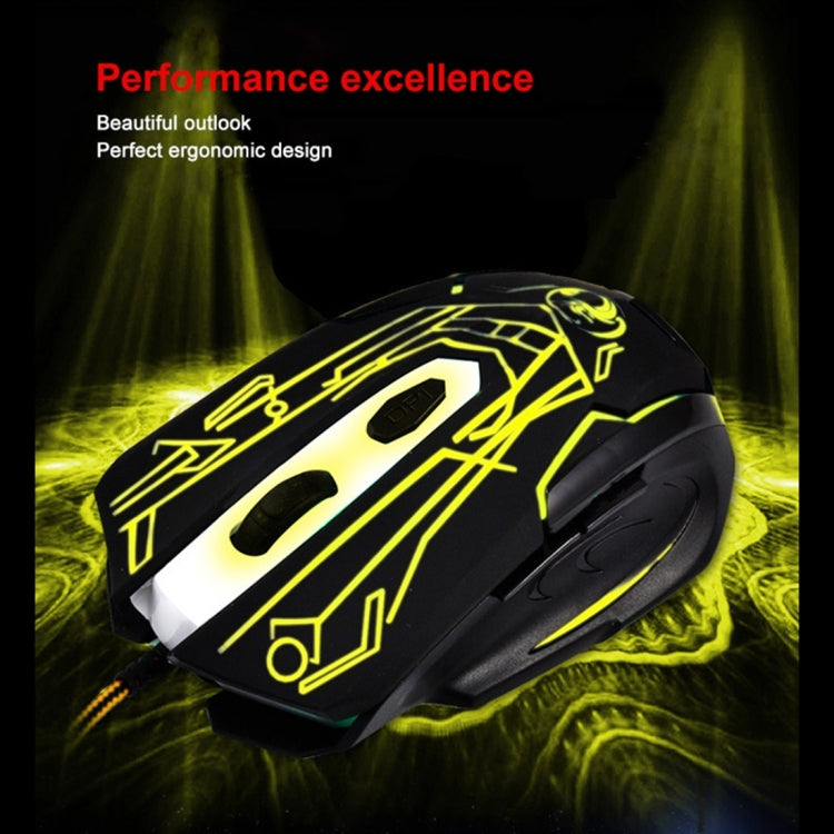 ESTONE X6 LED Colorful Light USB 6 Buttons 2400 DPI Wired Optical Gaming Mouse for Computer PC Laptop(Black)