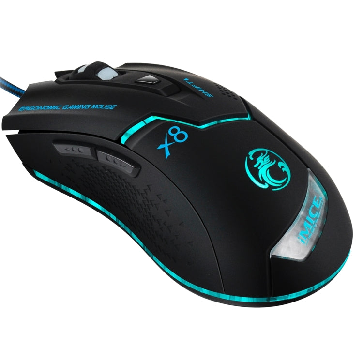 iMICE X8 LED Colorful Light USB 6 Buttons 3200 DPI Wired Optical Gaming Mouse for Computer PC Laptop(Black)