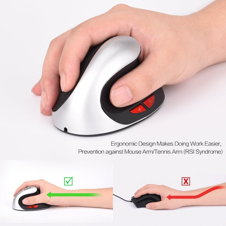 X10 2.4GHz 2400DPI Three-speed Adjustable Rechargeable Vertical Wireless Optical Mouse(Silver)