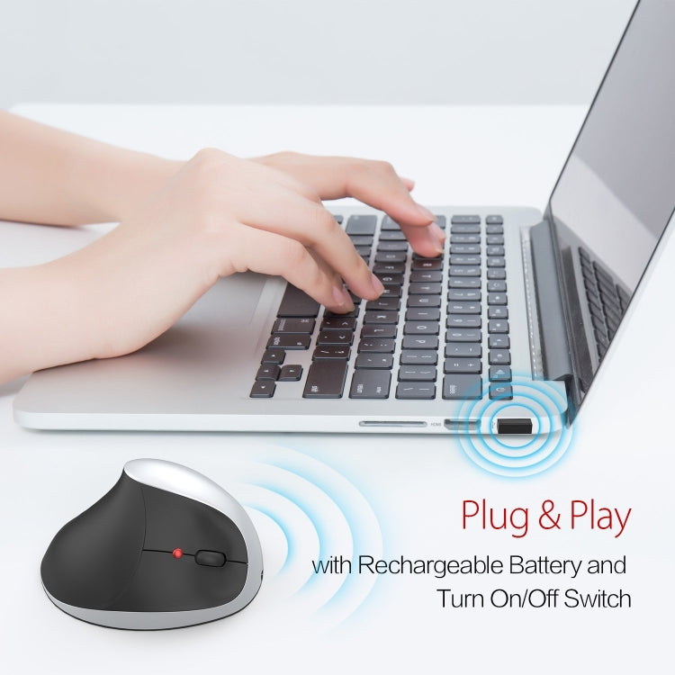 X10 2.4GHz 2400DPI Three-speed Adjustable Rechargeable Vertical Wireless Optical Mouse(Silver)