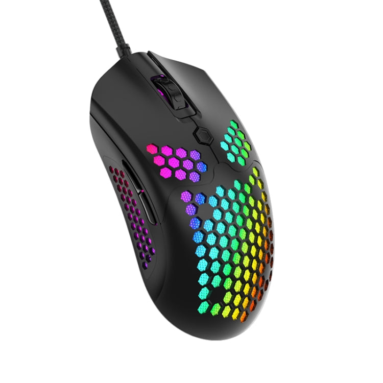 M5 USB2.0 12000 DPI Max Adjustable Colorful Glowing Wired Gaming Mouse, Length: 1.7m (Black)