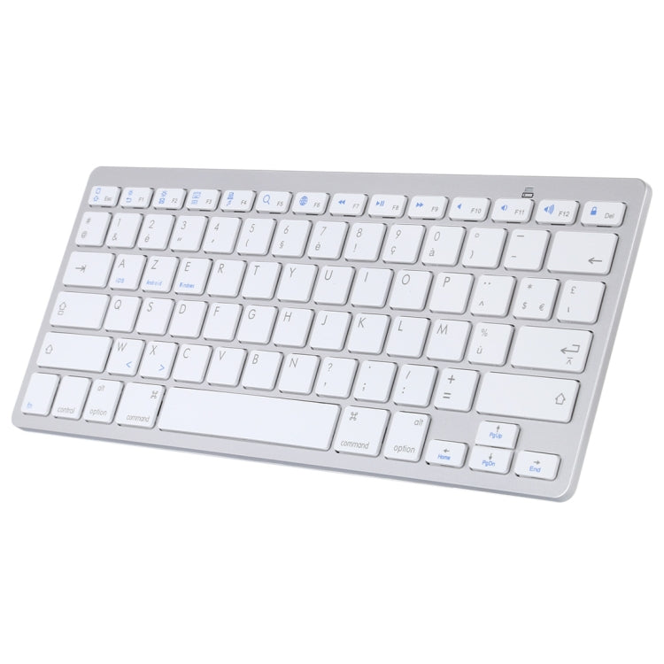 WB-8022 Ultra-thin Wireless Bluetooth Keyboard for iPad, Samsung, Huawei, Xiaomi, Tablet PCs or Smartphones, French Keys(Silver)