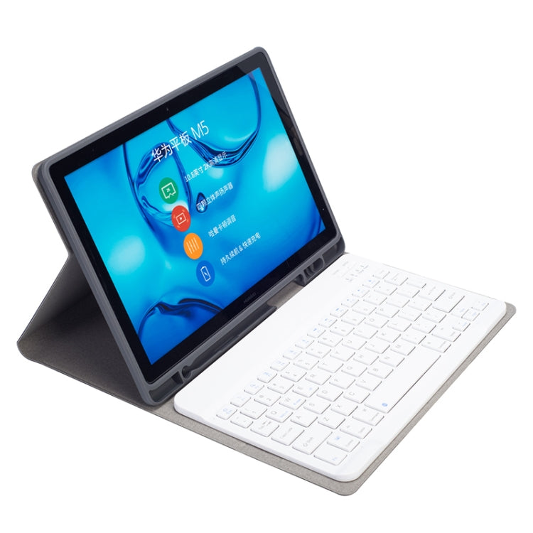 HW108 Detachable Magnetic Plastic Bluetooth Keyboard + Silk Pattern TPU Tablet Case for Huawei MediaPad M5 10.8 Pro / 10.8, with Pen Slot & Bracket